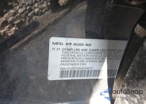 2022 Audi A3 Premium 40 Tfsi Front-Wheel Drive S Tronic z USA, uszkodzony, nr VIN WAUAUDGY0NA028875